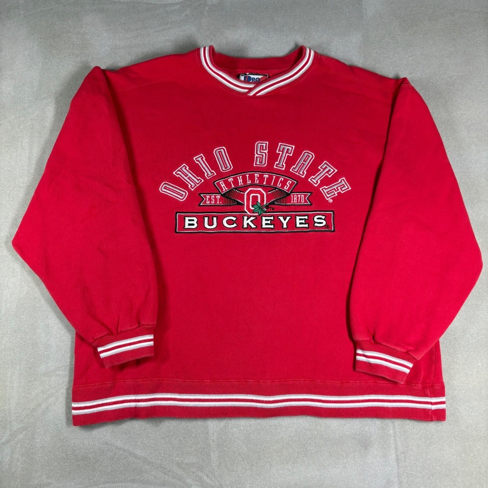 Vintage Pro Player Ohio State Buckeyes Sweatshirt Red Embroidered NCAA XL